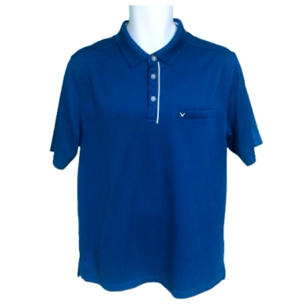 Callaway Blue Short Sleeve Golf Athletic Polo Shirt Mens Size L